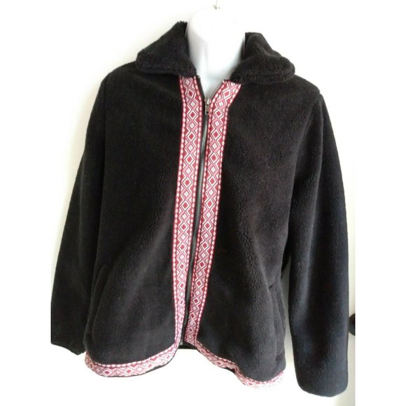 New Women's Wrangler Retro Black Sherpa Southwest Style Full Zip Jacket Size S - Picture 1 of 6